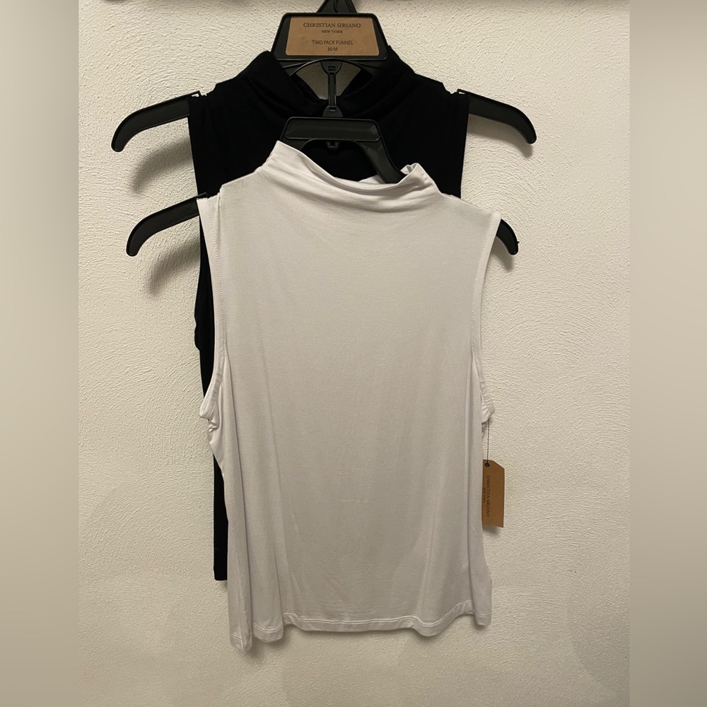 Christian Siriano two pack funnel sleeveless tops